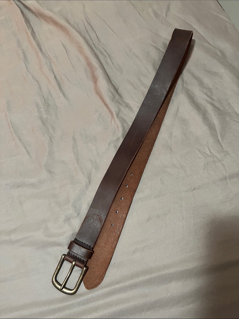 Hollister Classic Men's Brown Leather Belt with Brass Buckle